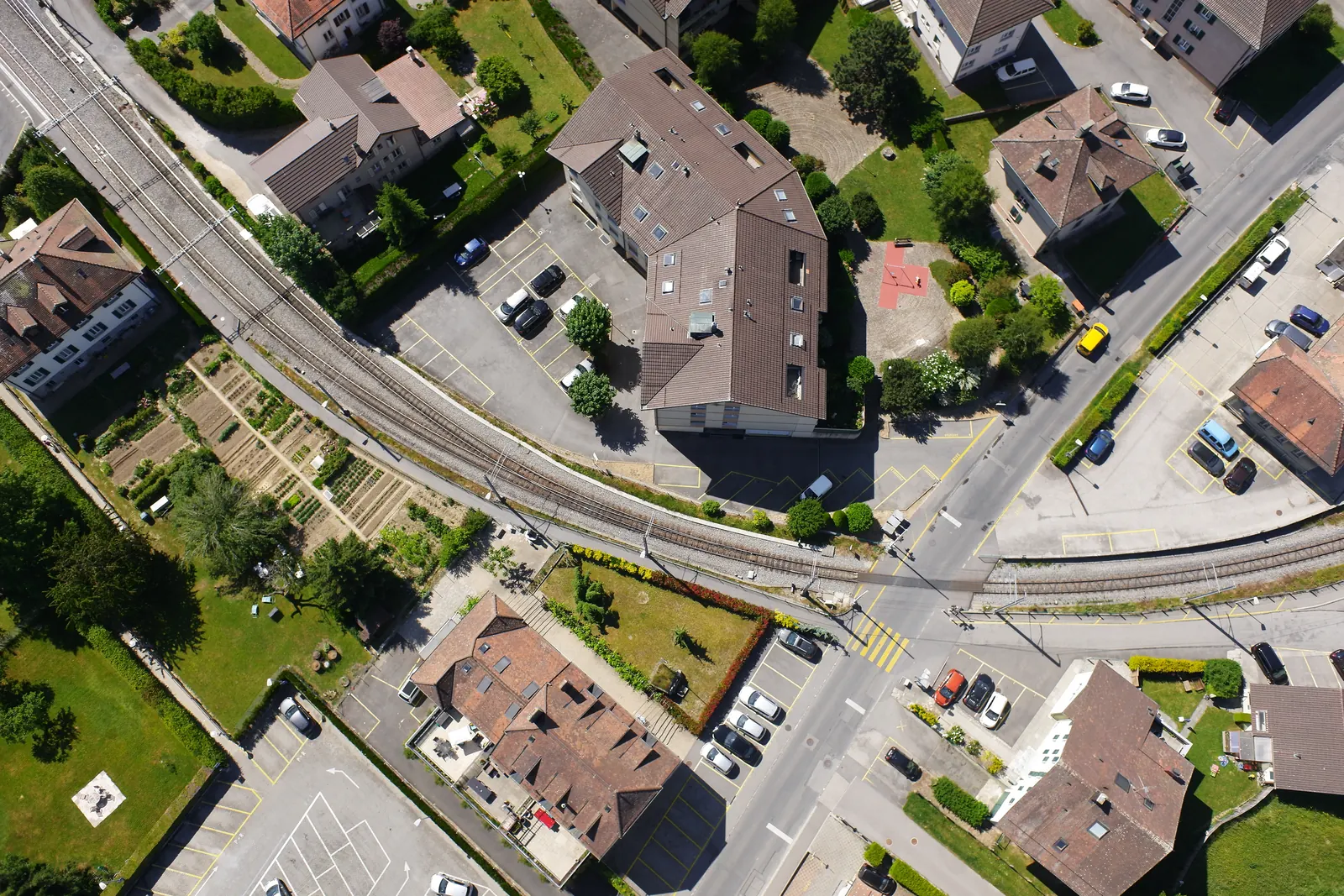 A fifth overlapping frame from the same flight, further along the railway.